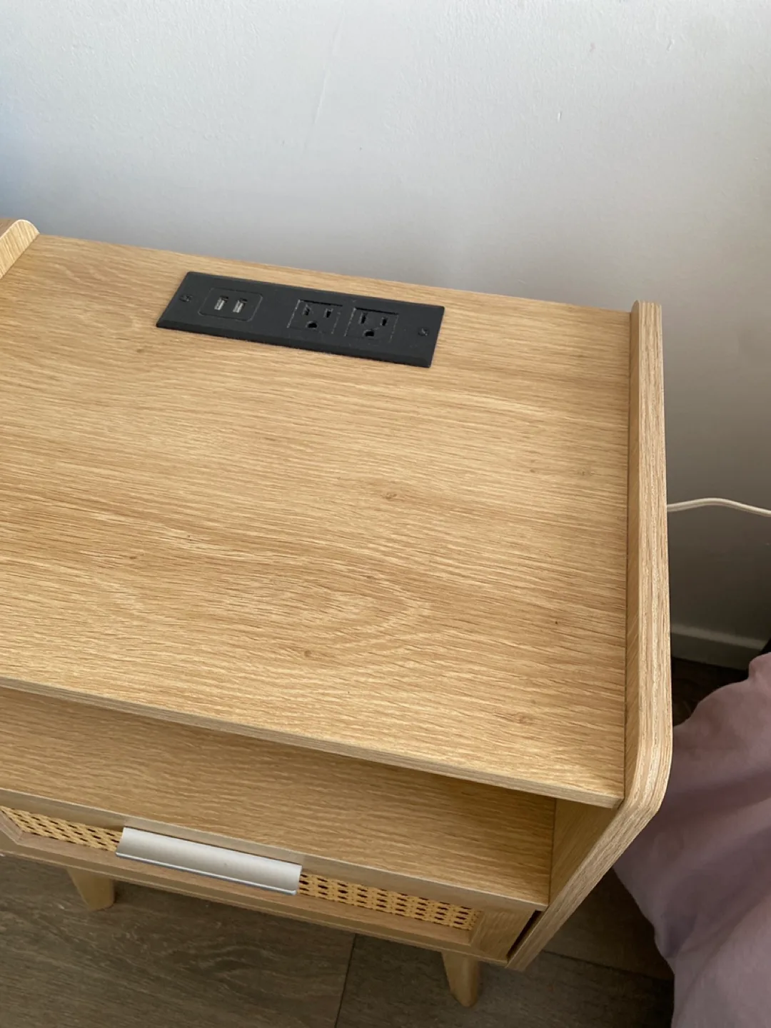 Nightstand with Wicker Drawer image indicator(2)