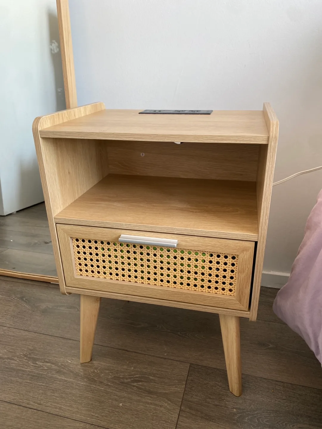 Nightstand with Wicker Drawer thumbnail