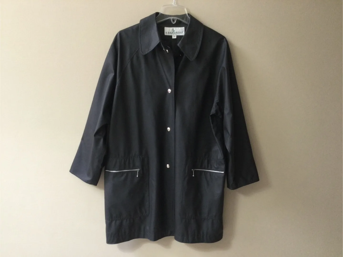 🇨🇦Canasport Black Rain Coat - Size 38 thumbnail