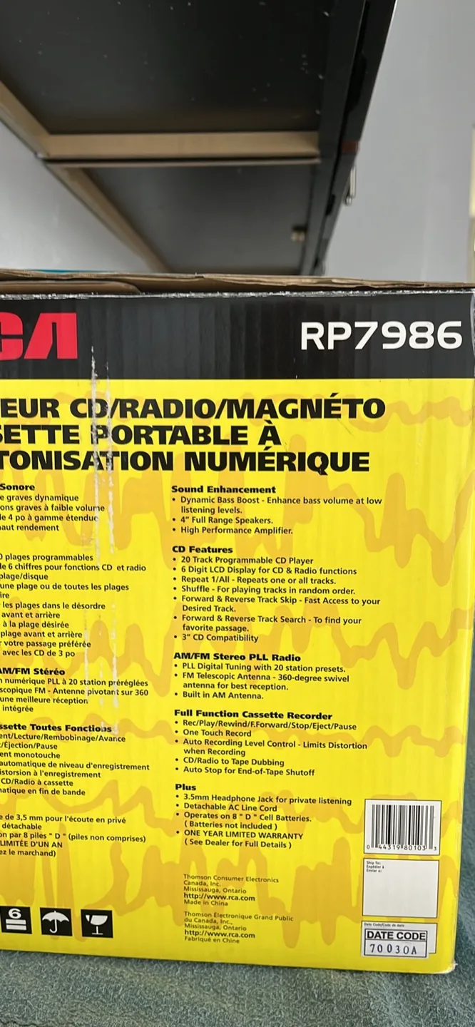 RCA RP7986 Portable CD/Radio/Cassette Recorder image indicator(2)