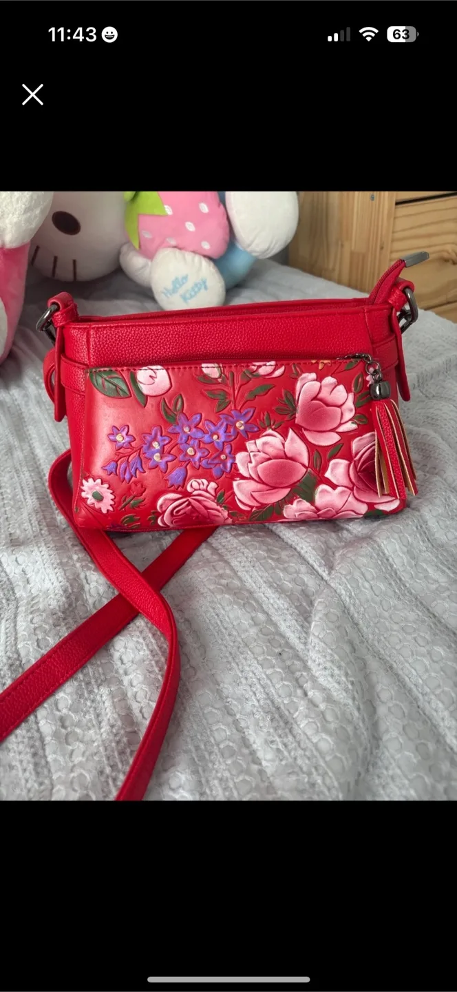 Red Floral Crossbody Bag thumbnail