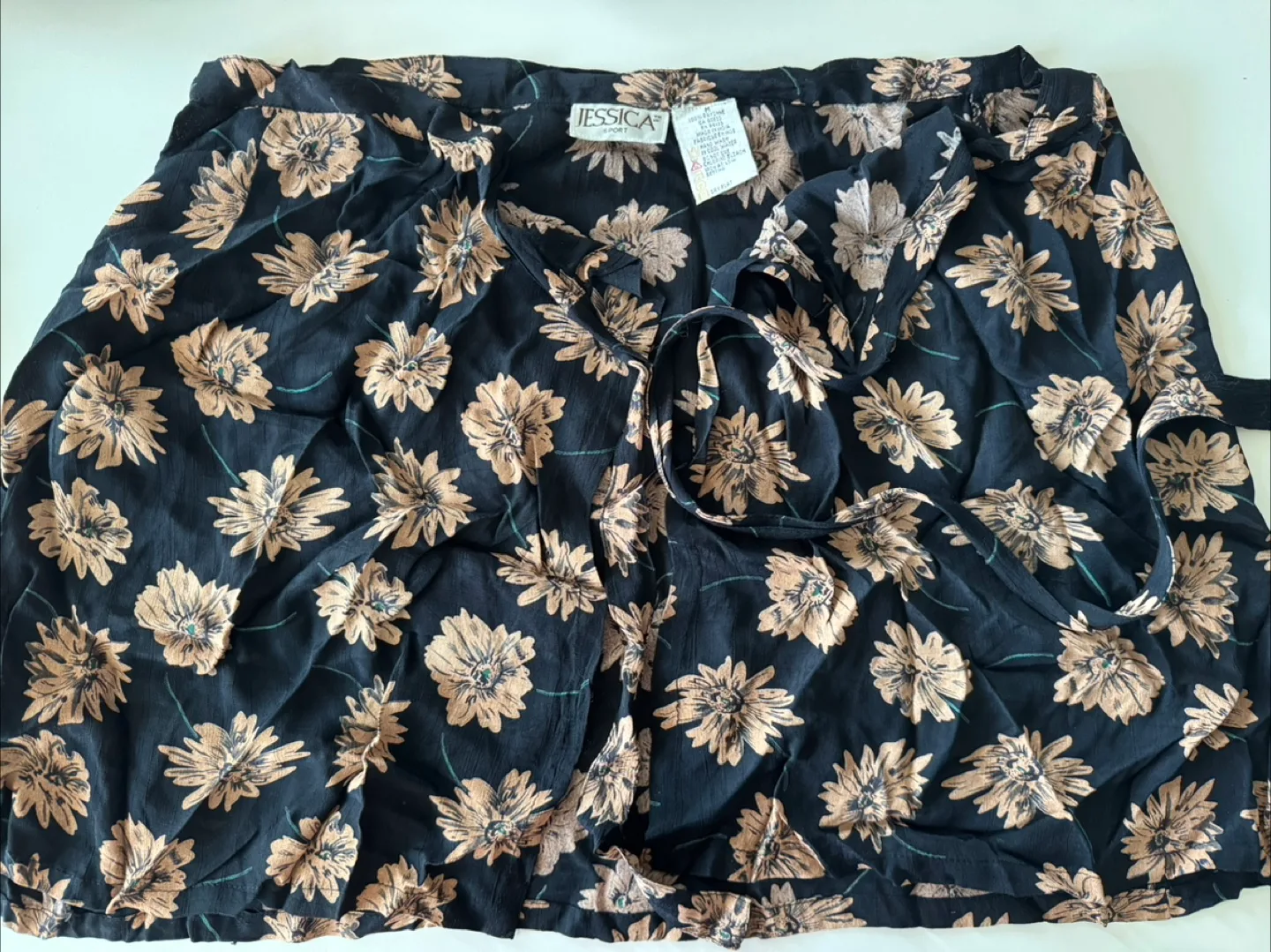 Black floral wrap skirt size M - MOVING SALE thumbnail
