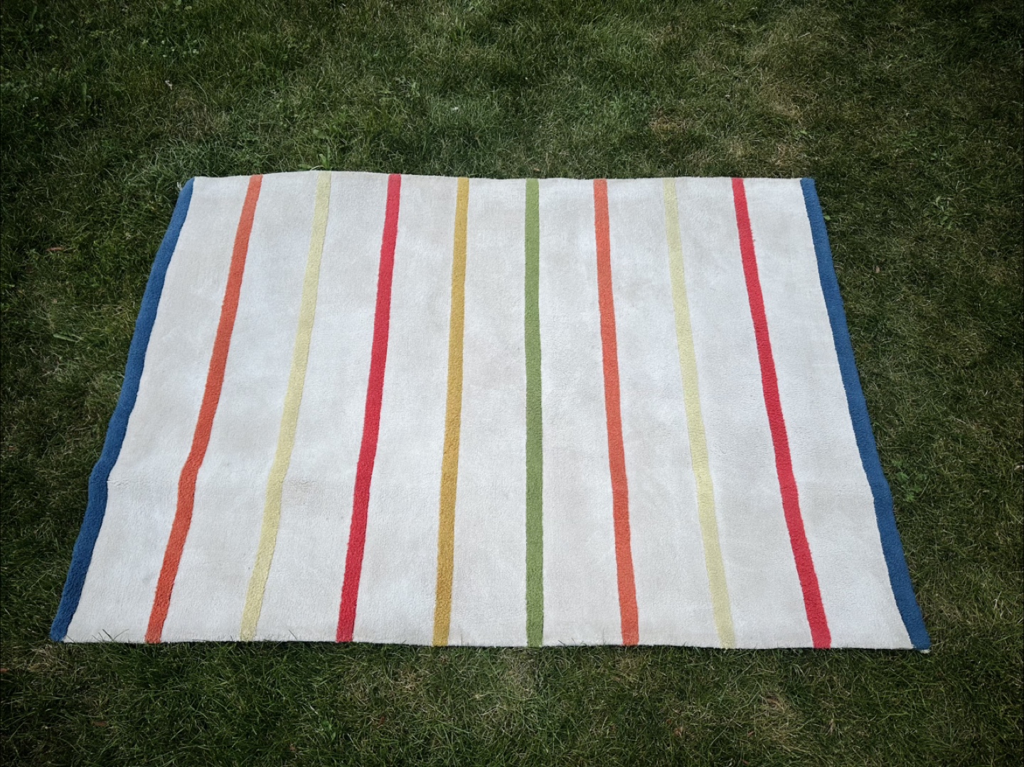 White/Color Stripes Thick Cut Pile Soft Area Rug -56” X 78”