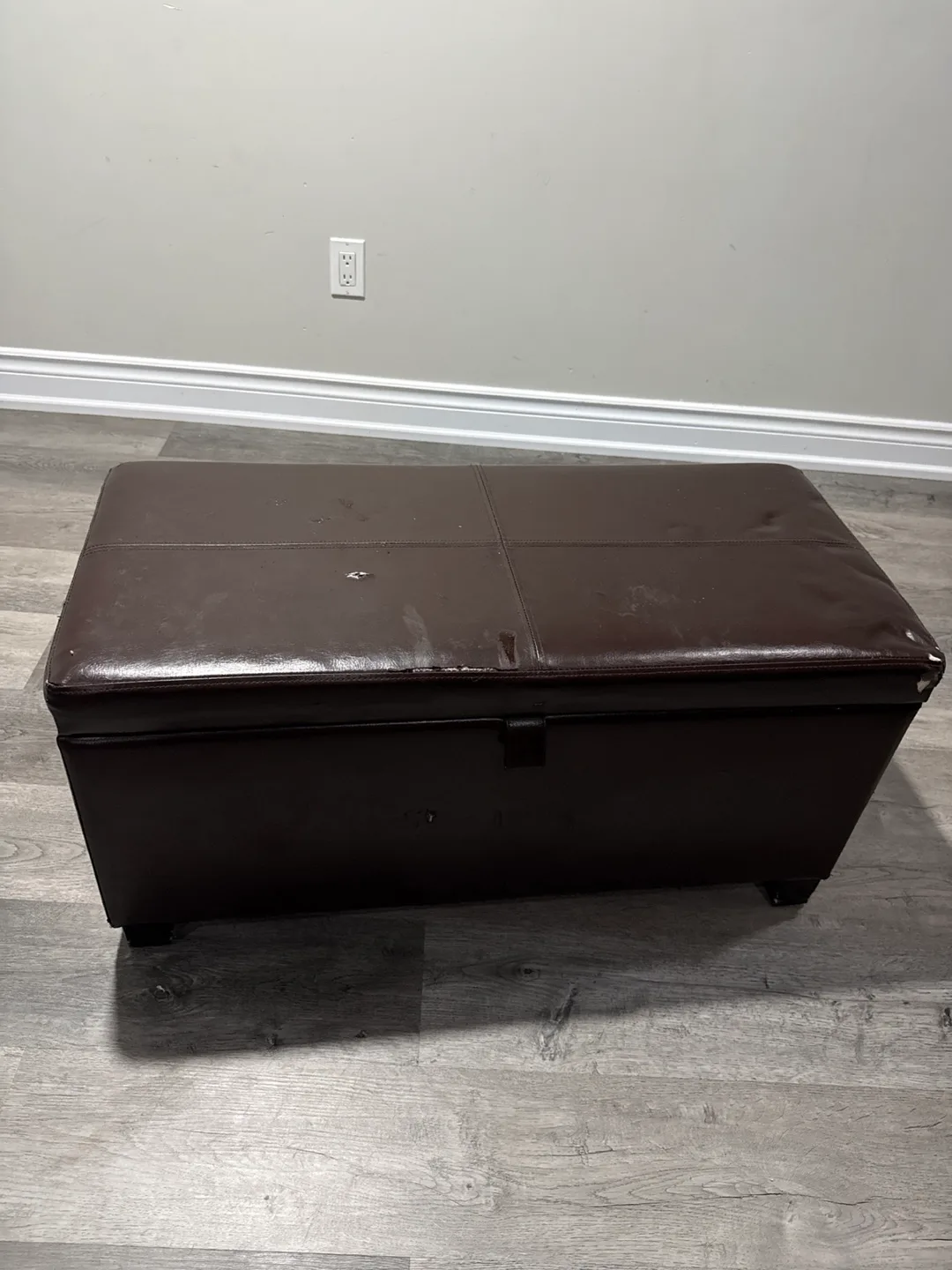 Brown Faux Leather Storage Ottoman thumbnail
