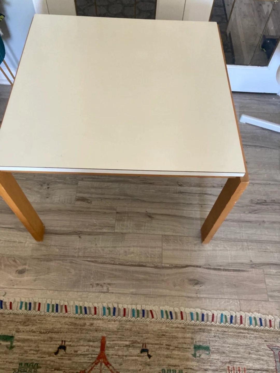 Square Table - White Top, Wooden Legs thumbnail