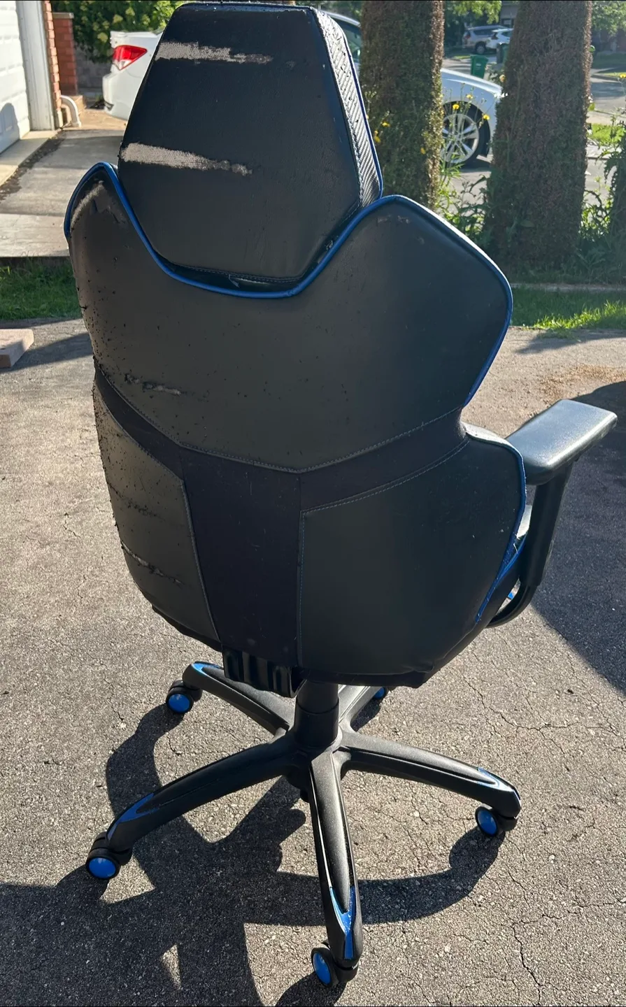 Gaming Chair - Black with Blue Trim thumbnail
