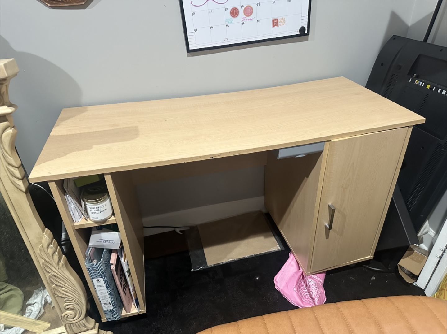 Light Wood Desk with Storage