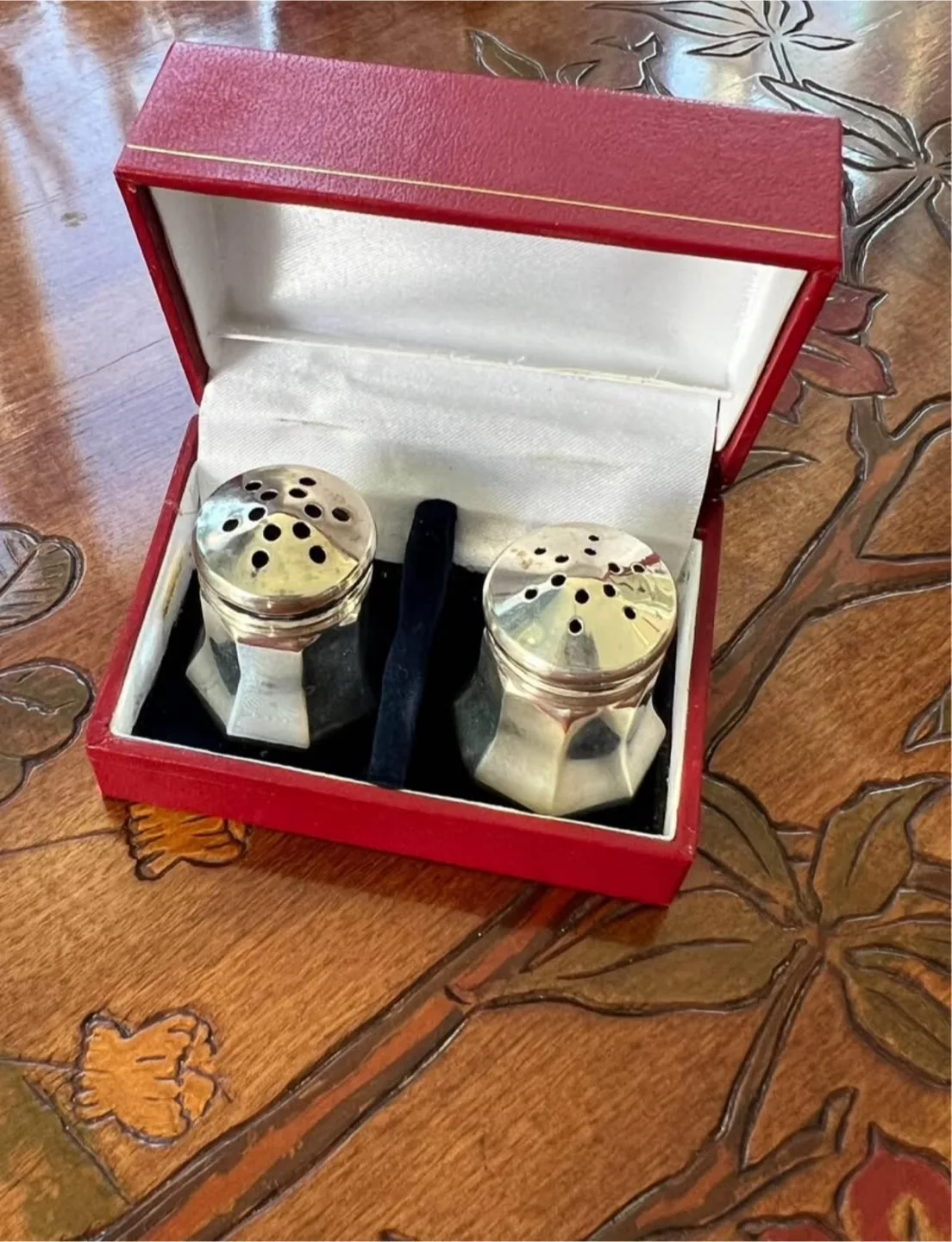 CARTIER STERLING SILVER ART DECO OCTAGONAL SALT & PEPPER SHAKERS