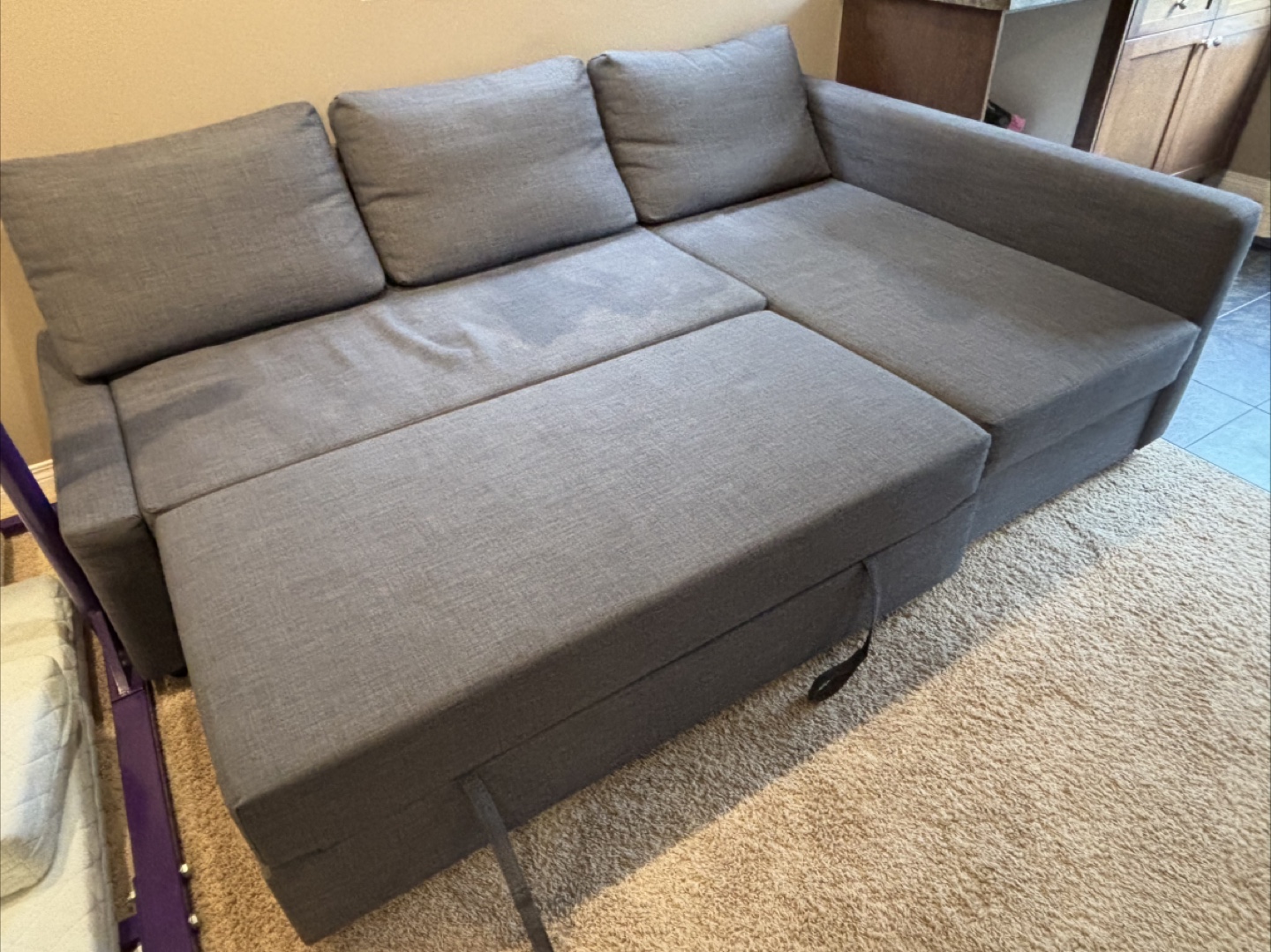 Grey Sectional Sofa with Pull-Out Bed - photo 2