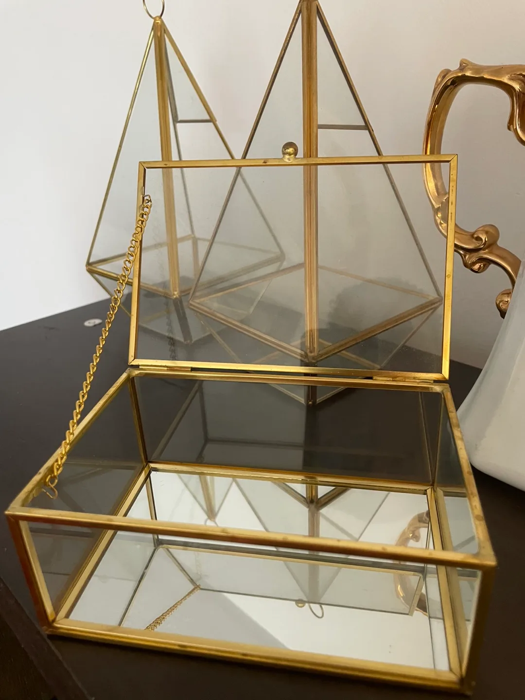Gold Trimmed Glass Jewelry Box thumbnail