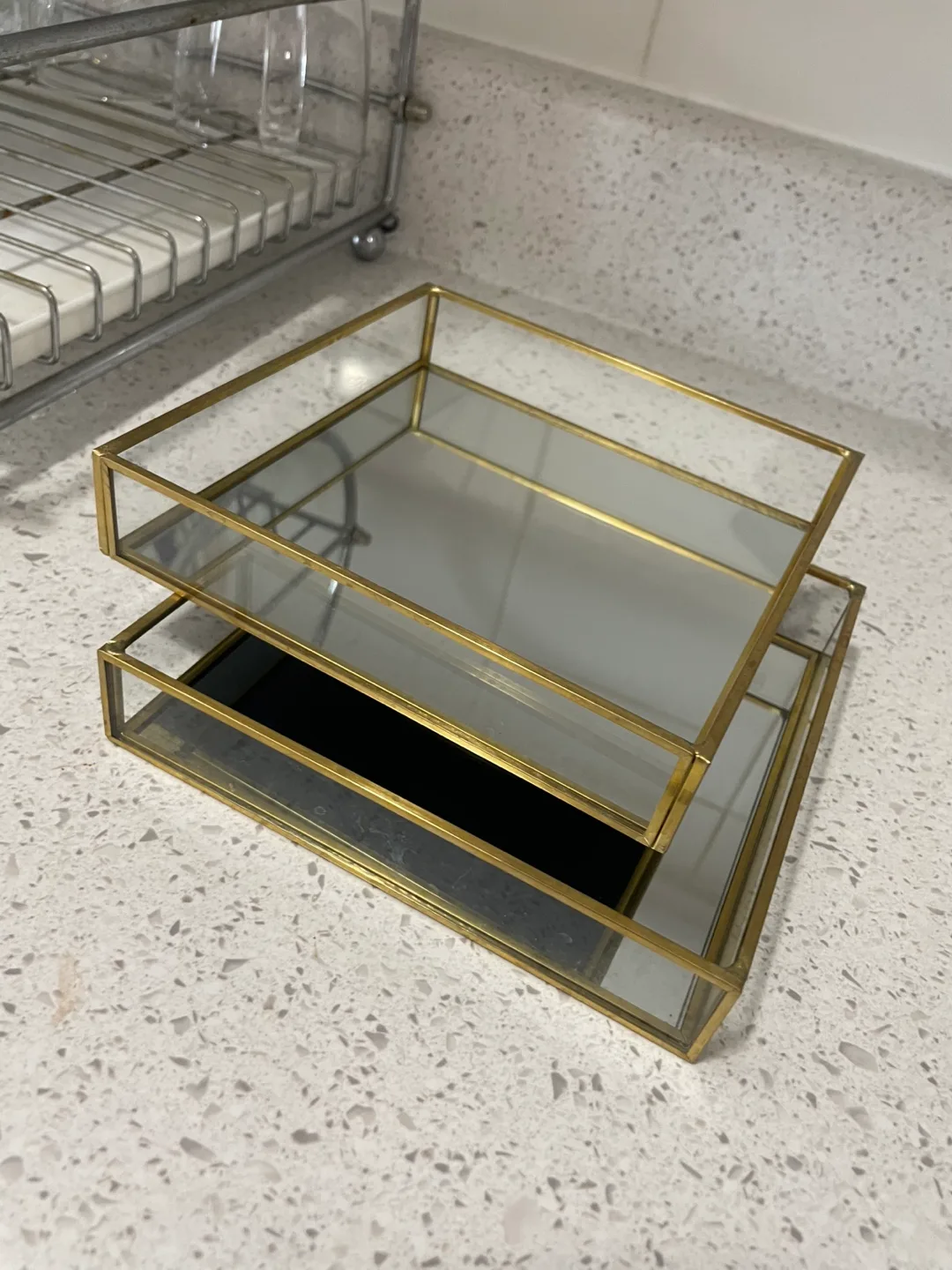 Gold Trimmed Glass Tray Set thumbnail