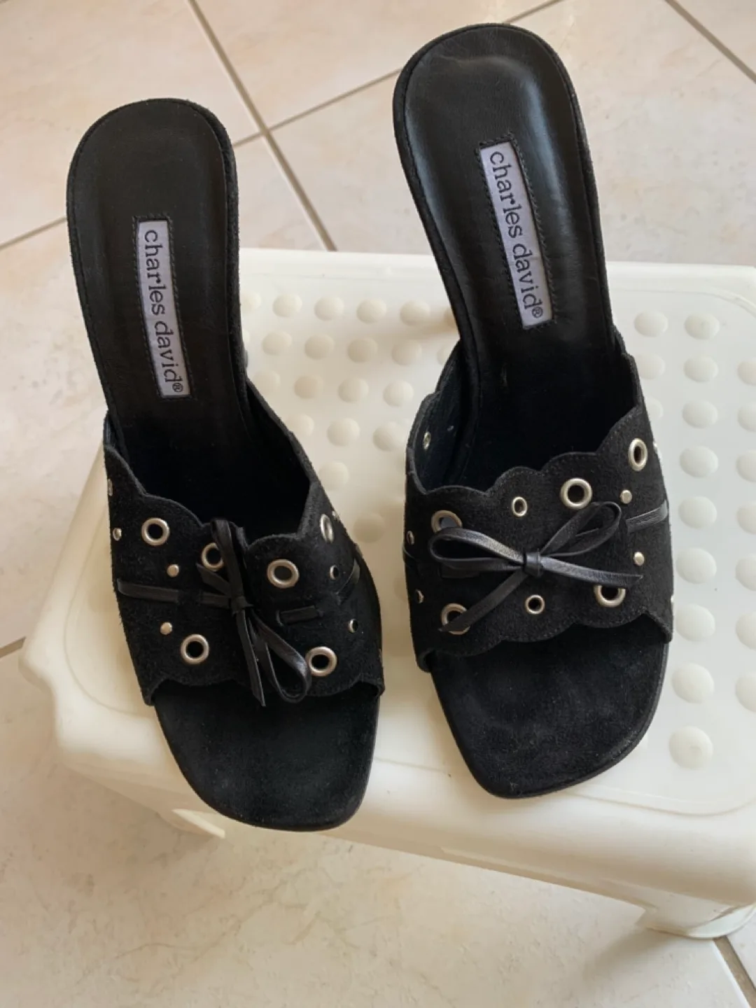 Charles David Black Suede Heels - Size 7 thumbnail