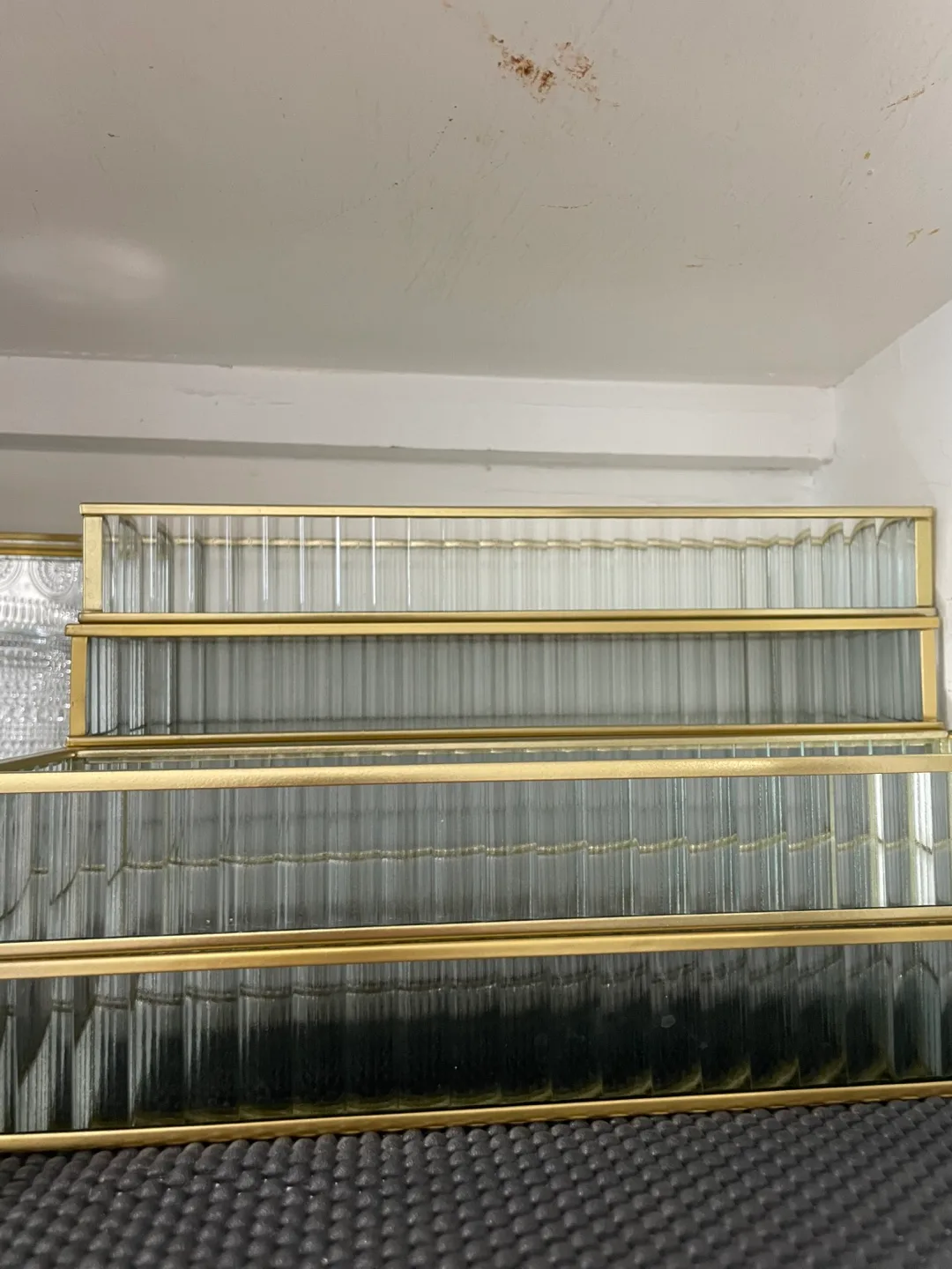 Set of 9  Gold Trimmed Mirrored Trays image indicator(4)