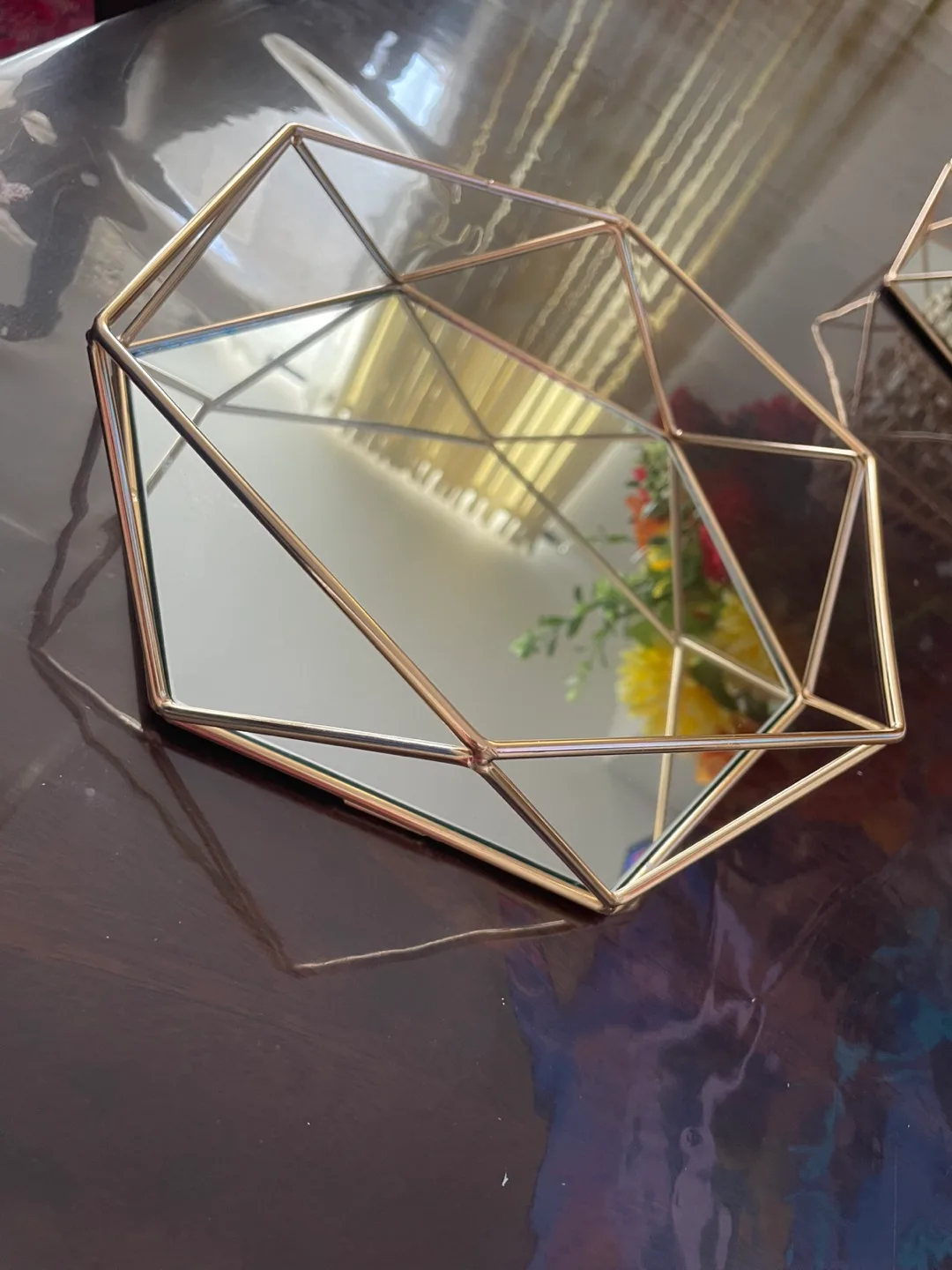 Geometric Mirror Tray - Gold 2 piece image indicator(2)