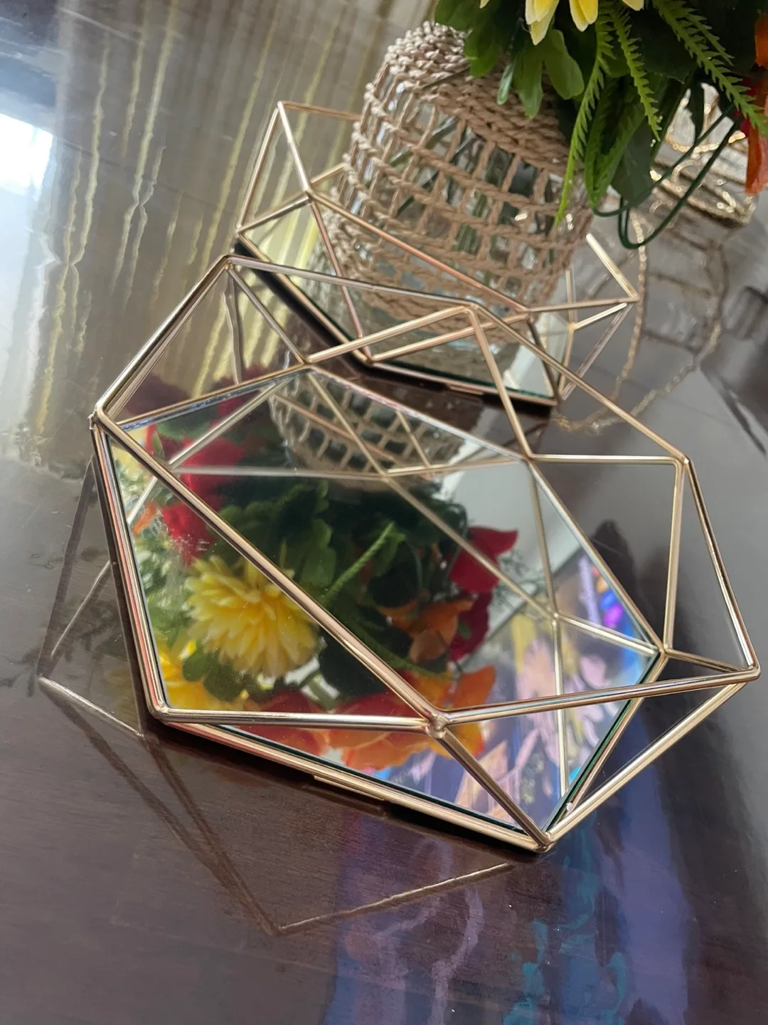 Geometric Mirror Tray - Gold 2 piece image indicator(3)