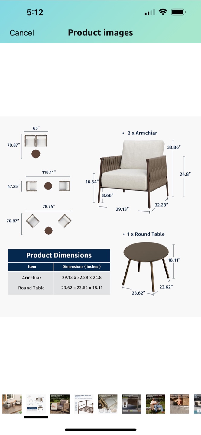 Outdoor Patio Armchairs - Set of 2 - photo 2