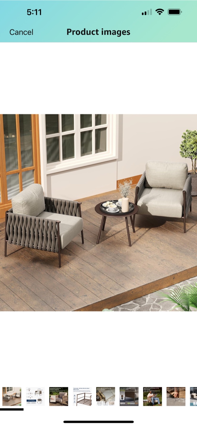 Outdoor Patio Armchairs - Set of 2