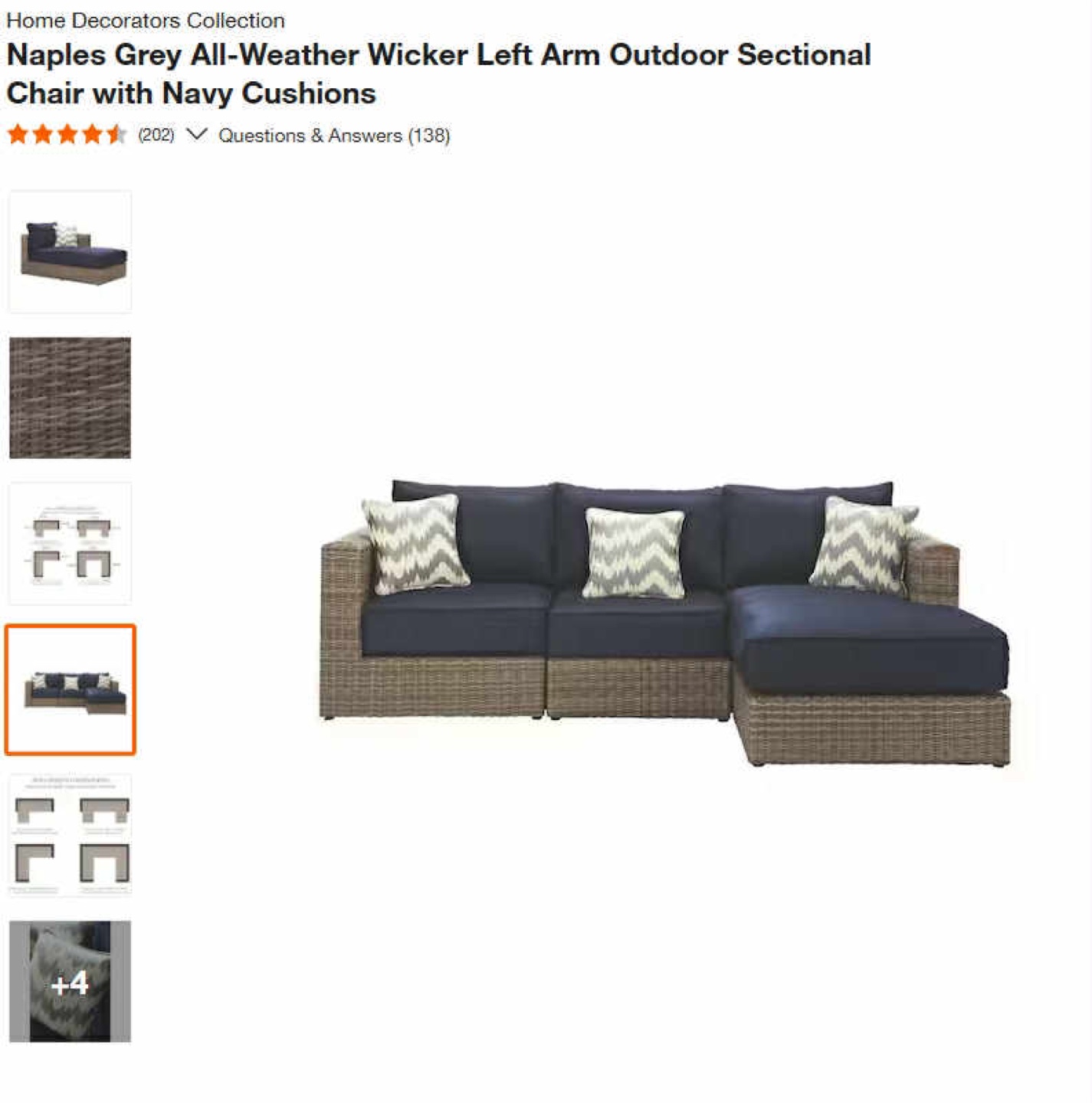 Naples Grey Wicker Outdoor Sectional - photo 3