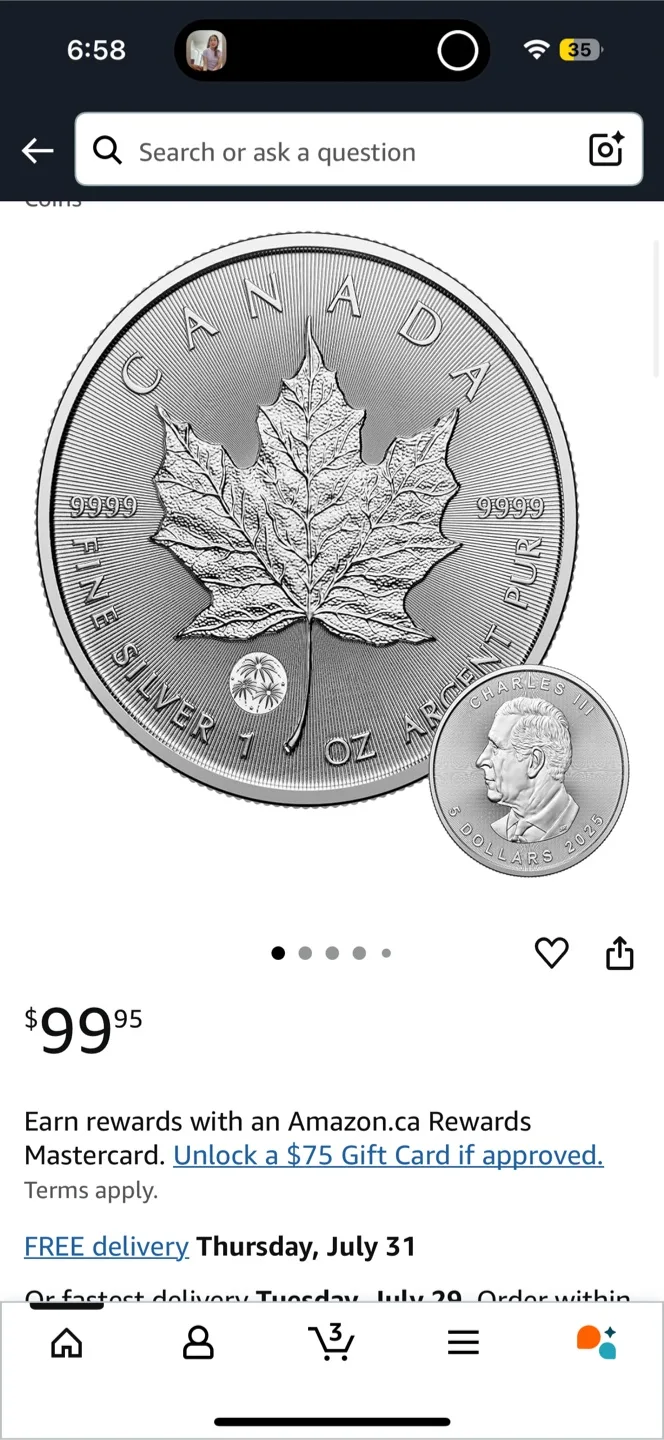 2025 Canadian Maple Leaf 1 oz Silver Coin thumbnail