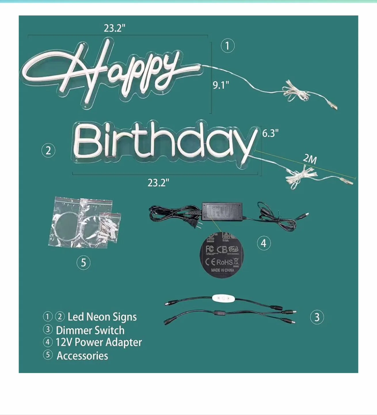 Happy Birthday LED Neon Sign image indicator(2)