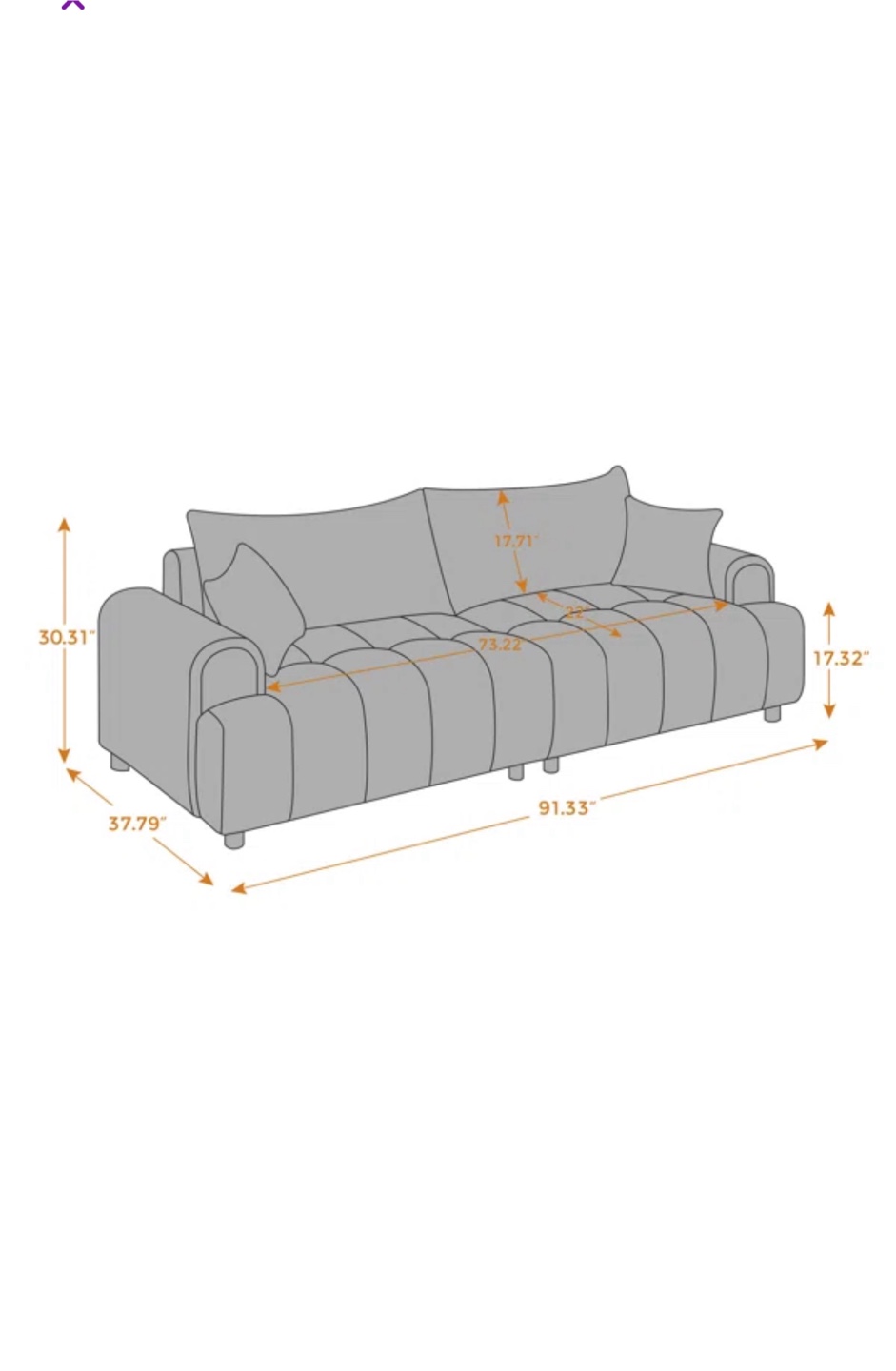 White Boucle Fabric Sofa - photo 4