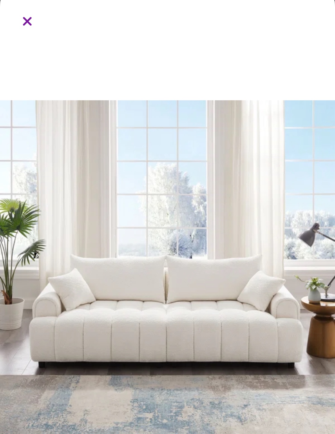 White Boucle Fabric Sofa - photo 2