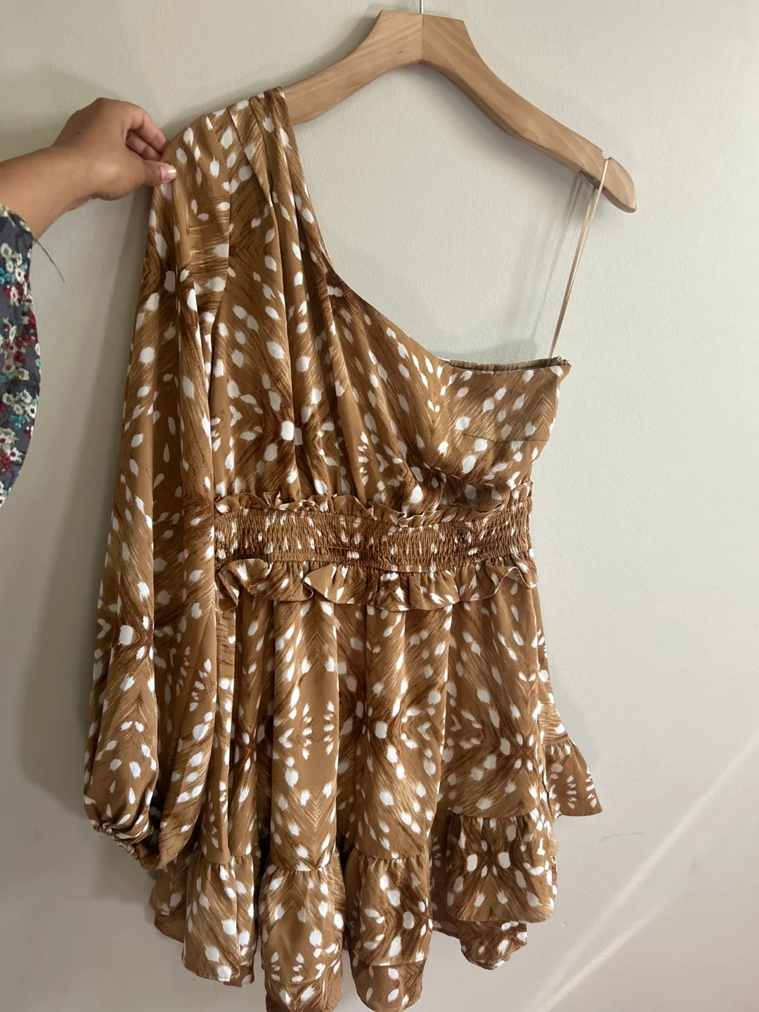 ON YOU Brown One Shoulder Dress - Size S/L thumbnail