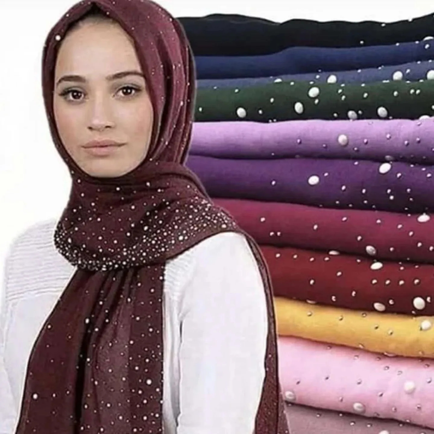Sparkly Hijab/Dupatta/Shawl/Scarf - Maroon thumbnail