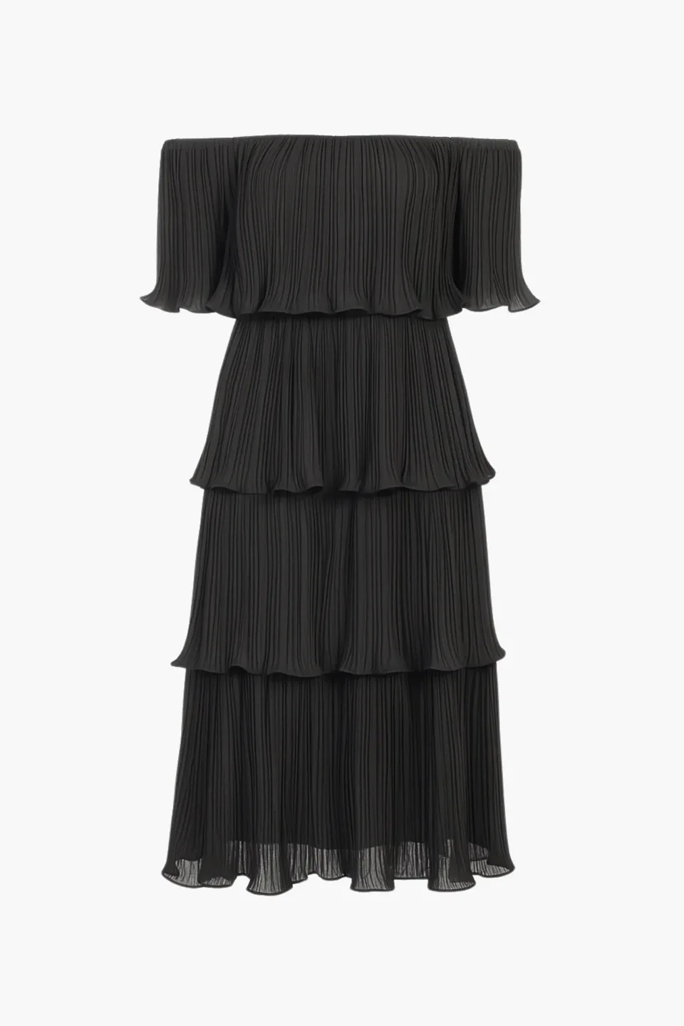 Black Tiered Off-the-Shoulder Dress thumbnail