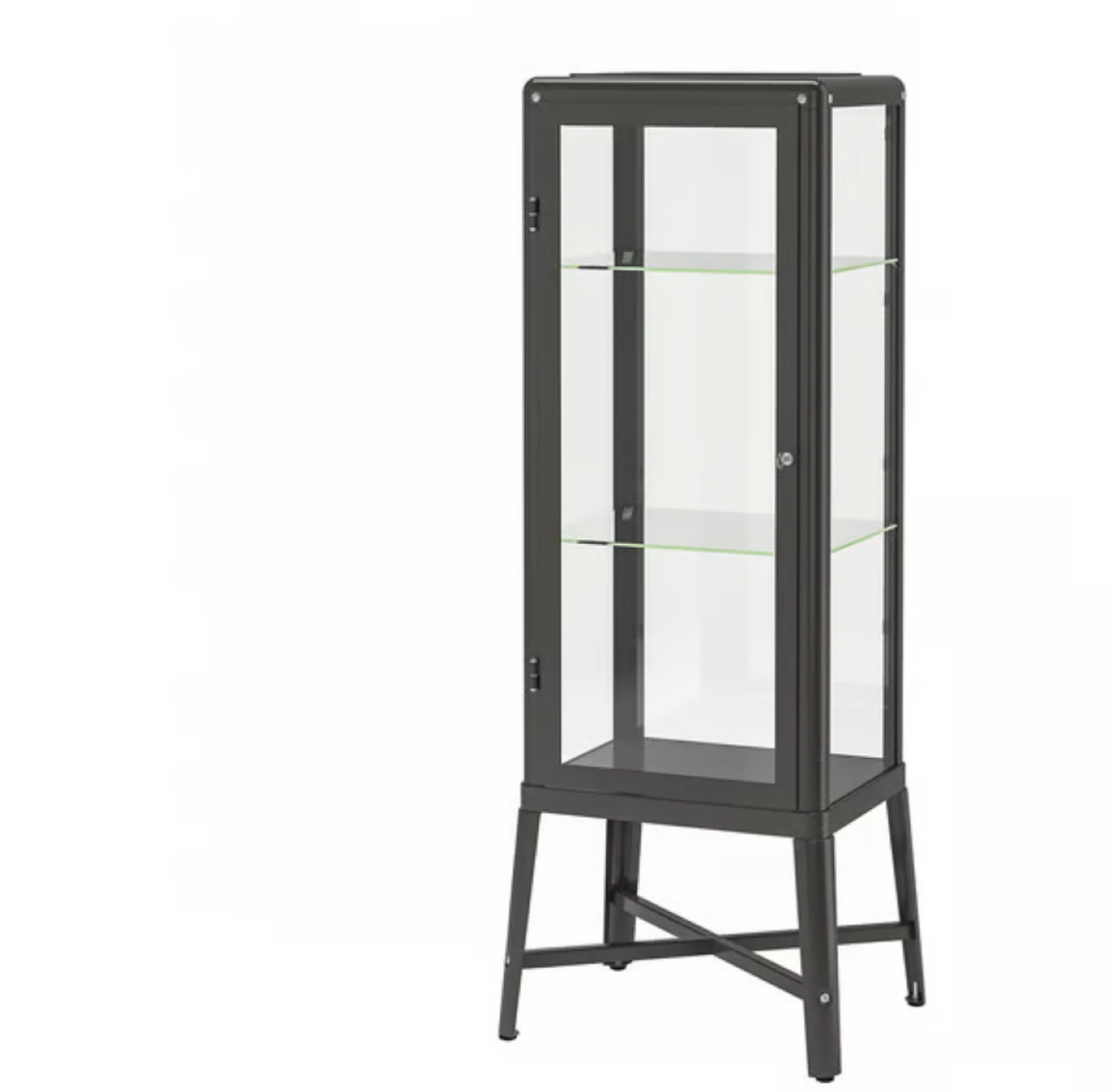 FABRIKÖR Glass-door cabinet, dark gray, 57x150 cm (22 1/2x59 ")