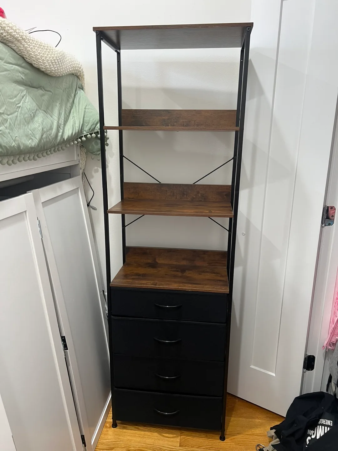 Tall Bookshelf with Drawers - Black and Brown thumbnail