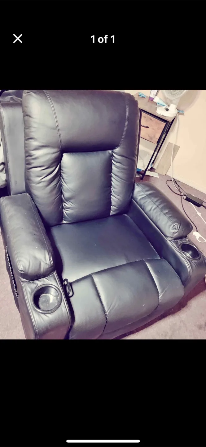 Black Recliner Chair with Cupholders/free delivery thumbnail