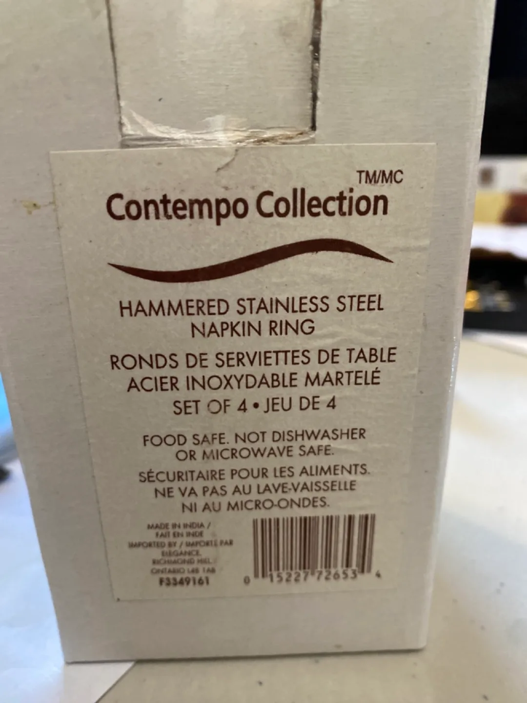 Contempo Hammered Stainless Steel Napkin Rings (Set of 4) thumbnail