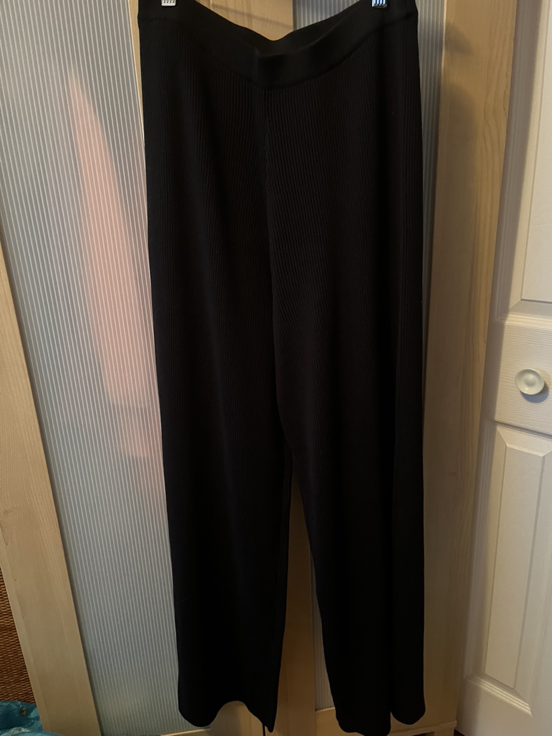 Lucy Paris Black Ribbed Knit Pants - Size L, new condition