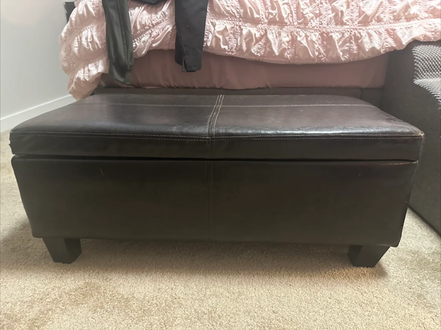 Brown Faux Leather Storage Ottoman thumbnail