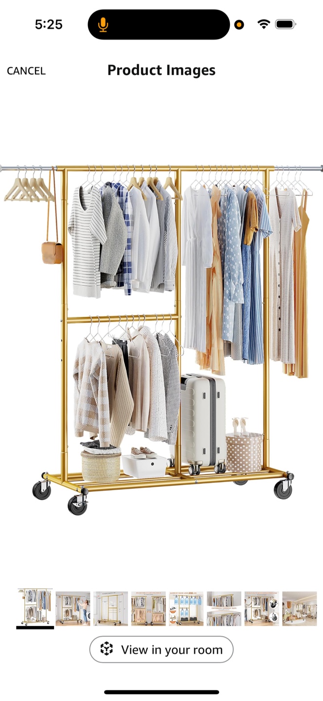 Gold Extendable Rolling Clothes Rack - photo 3