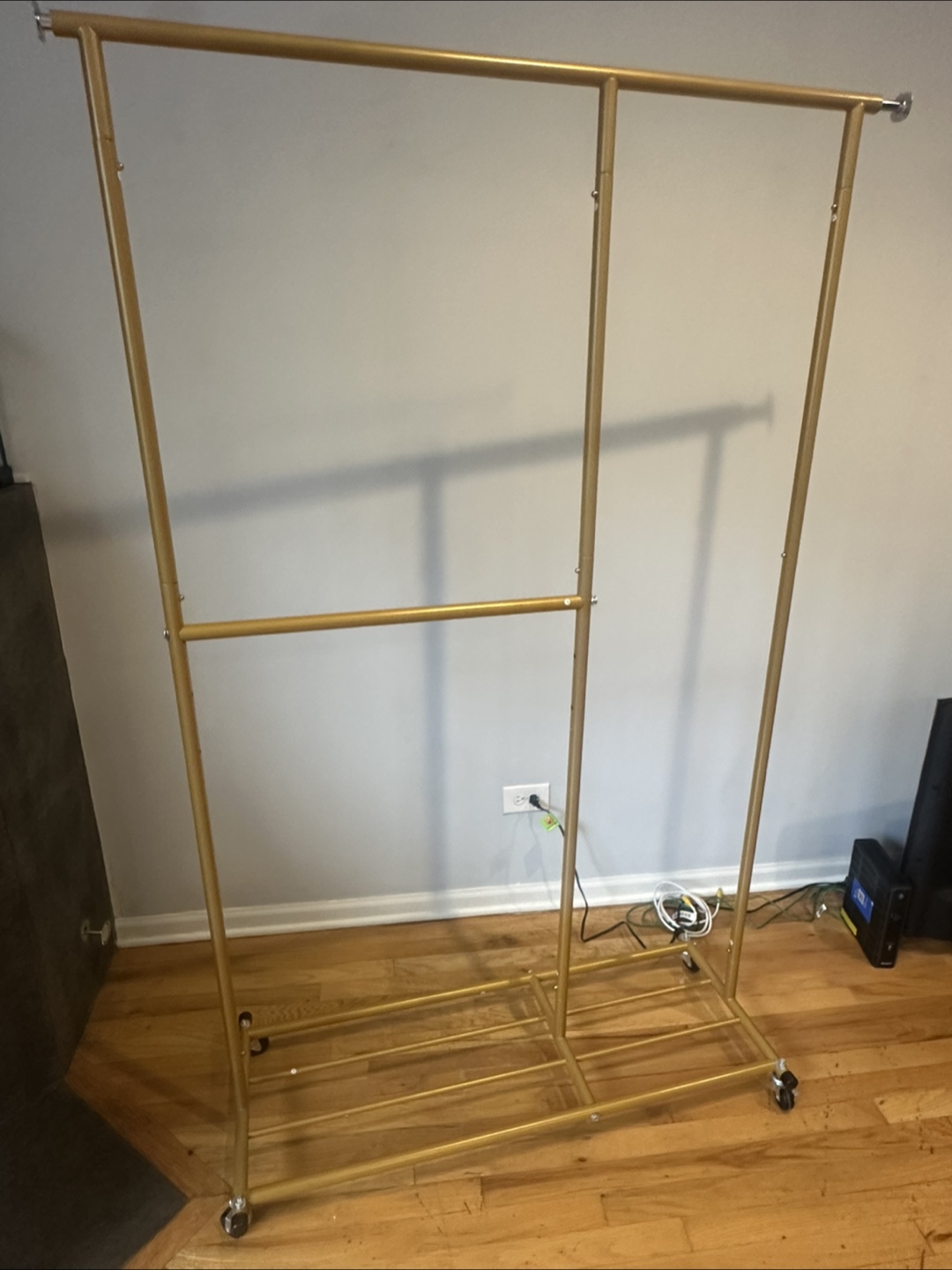 Gold Extendable Rolling Clothes Rack