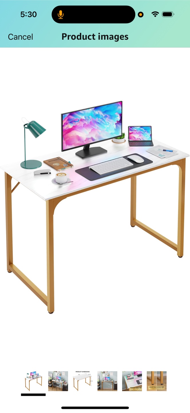 White & Gold Desk - 40 x 19.7 inches - photo 5