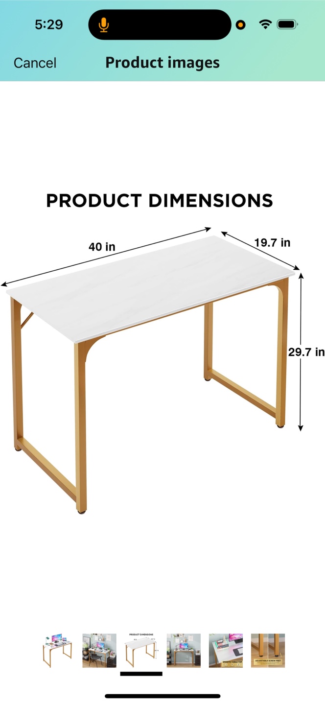 White & Gold Desk - 40 x 19.7 inches - photo 4