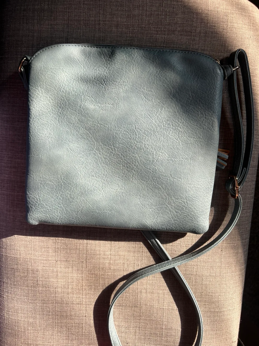 Light Blue Crossbody Bag with Leopard Print Interior image indicator(2)