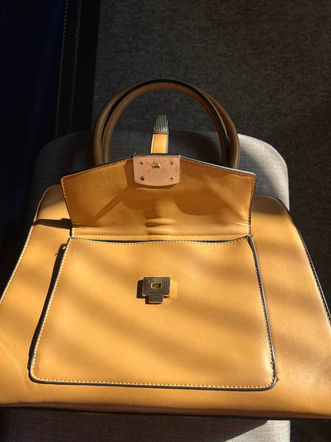 Camel Tan Satchel Tote Bag image indicator(3)