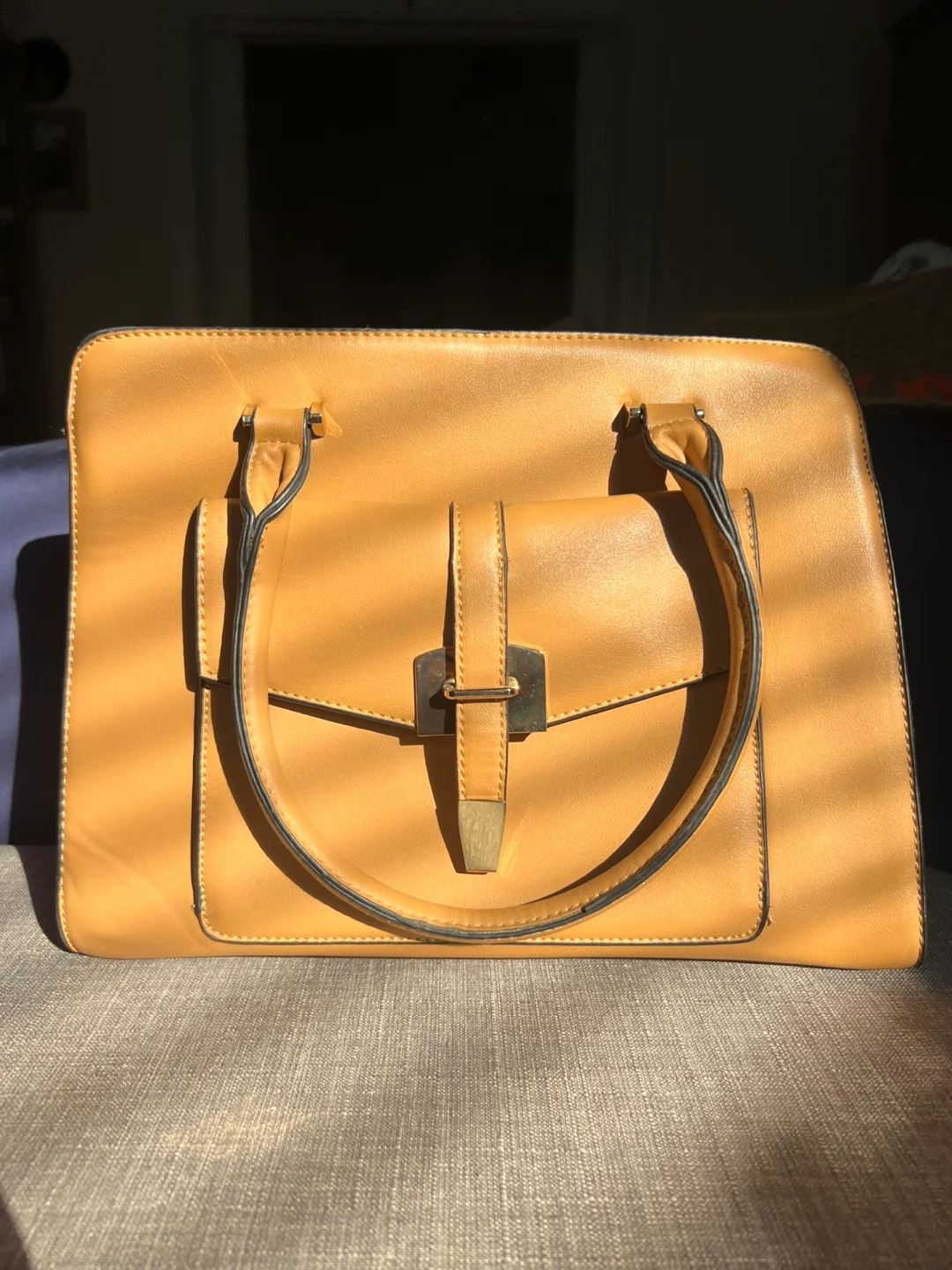 Camel Tan Satchel Tote Bag thumbnail