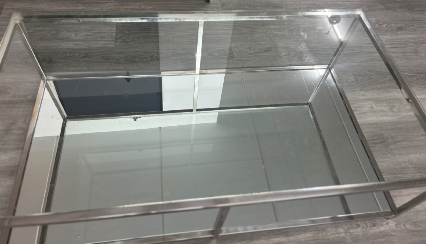 Sparkling brand new glass coffee table