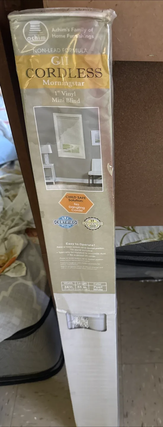 Achim GII Cordless 1" Vinyl Mini Blind 36x64 - New thumbnail