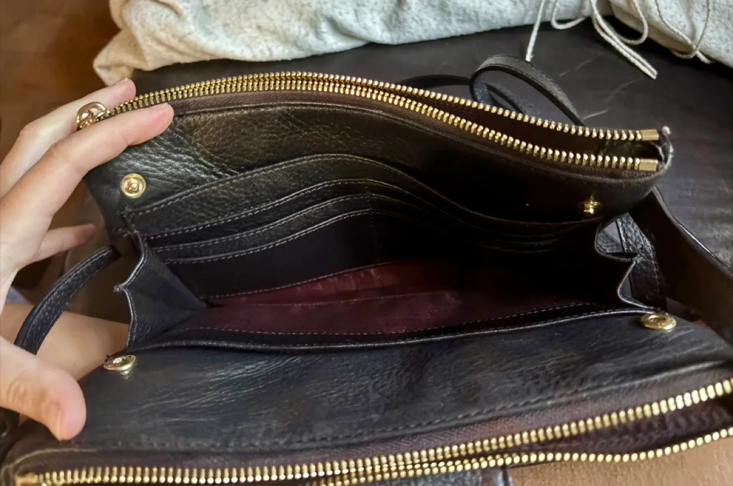 Michael Kors Black Leather Crossbody Bag image indicator(7)