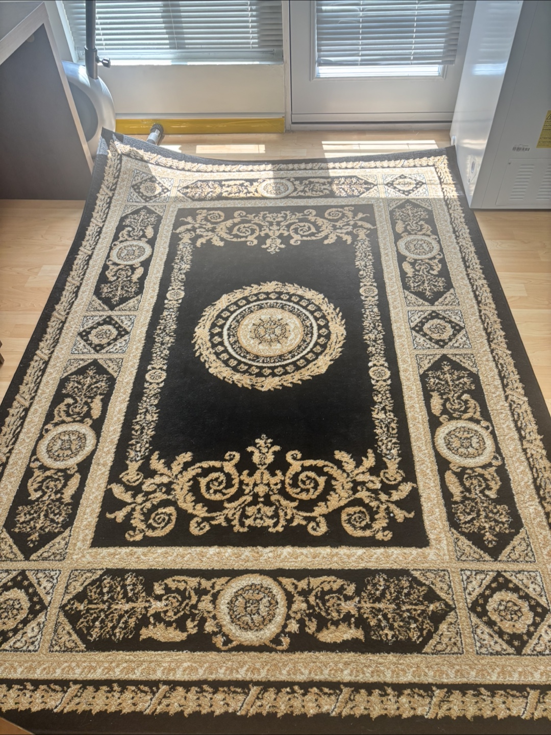 Black & Gold Patterned Area Rug