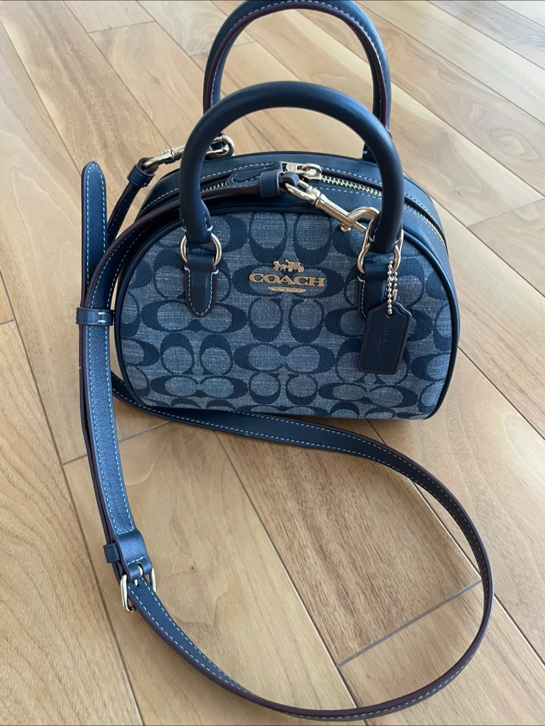 Coach blue Denim Signature Mini Brooke Bag thumbnail