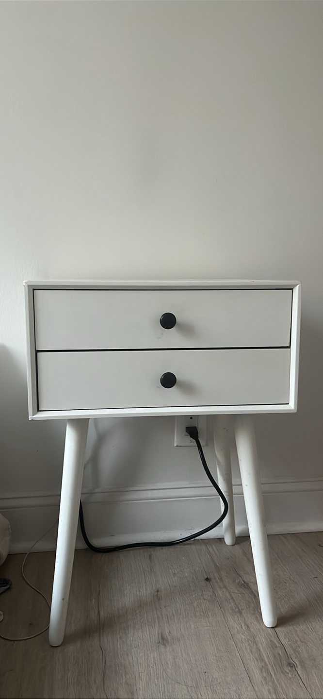 White 2-Drawer Nightstand
