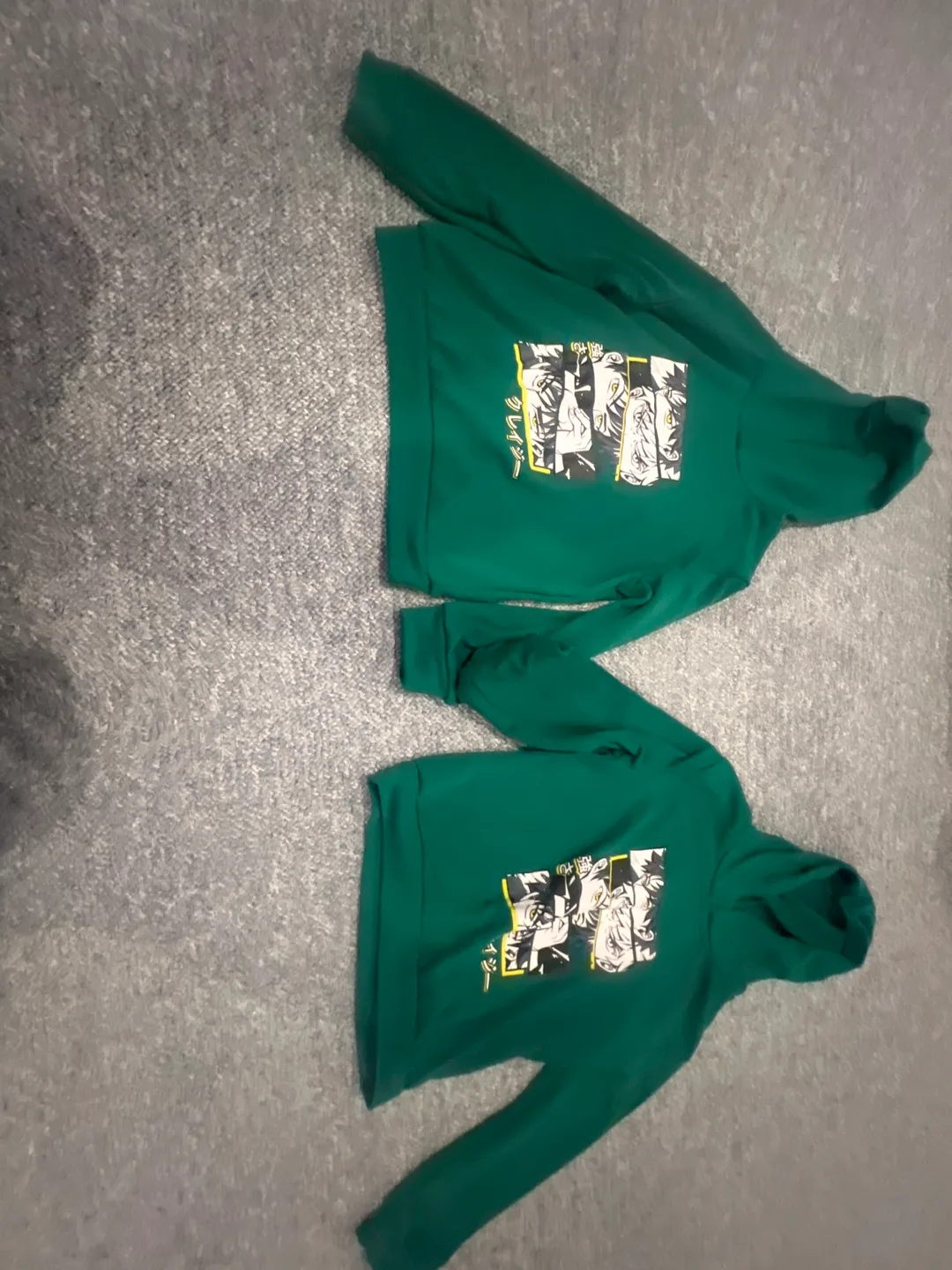 Green Anime Graphic Hoodie