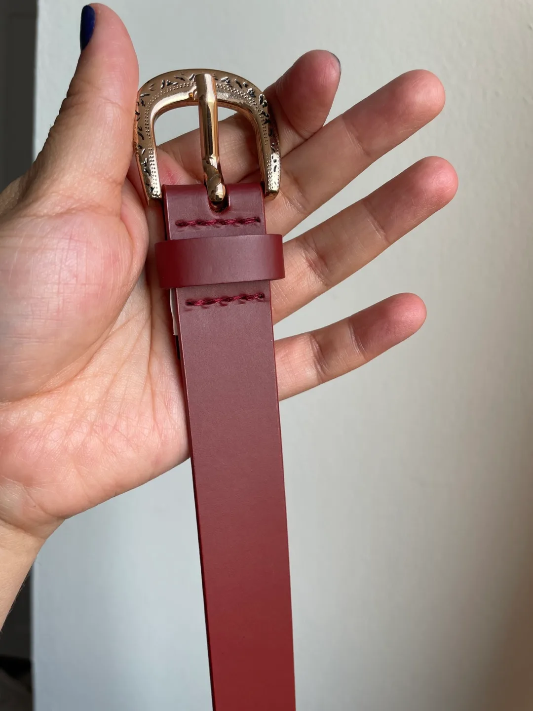 Burgundy Belt with Gold Buckle thumbnail